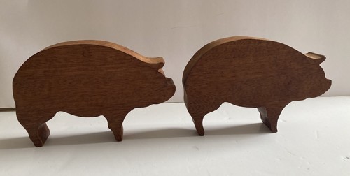 Vintage wooden pig ornaments - pig,