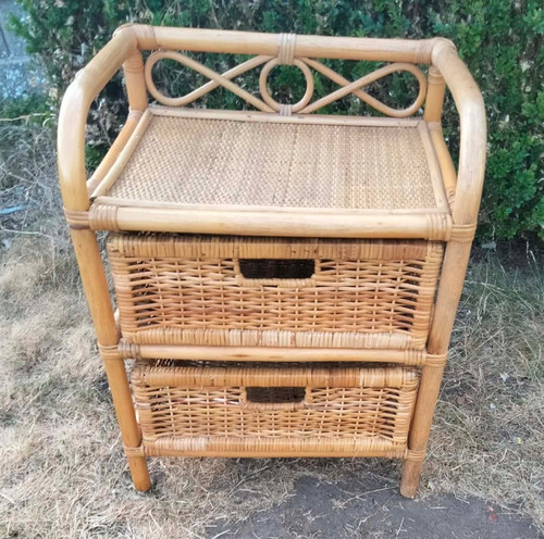 Cane bamboo drawer unit - cane,