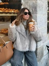 Women's Luxury Faux Fur Coat Elegant Plush Winter Outerwear Jacket Warm Stylish