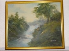 Original Oil Painting of a Mountain Waterfall Landscape signed R Danford 56x66cm