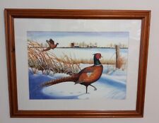 John Stevenson  Pheasant Game Bird in a country side snow scene Framed print