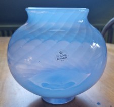 Vintage Holmegaard blue glass vase, spiral pattern
