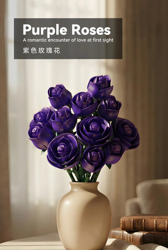 Purple roses building blocks - roses,