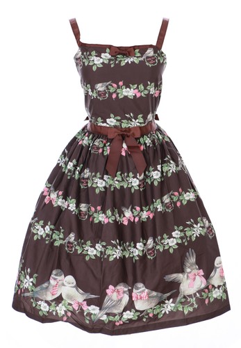 Jsk brown floral birds - jsk-26-2,