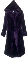 M&S Rosie LADIES 12-14 chunky fleece HOODED DRESSING GOWN bath robe PURPLE bnwt