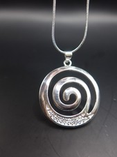 Silver Spiral CZ crystals Pendant Necklace Stamped 925