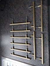 10 x Brass Cabinet Pulls Drawer HandlesT Bar Gold Kitchen Cupboard Handles