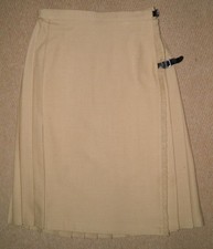 Ladies Macnab 100% New Wool Scottish Beige Kilted Skirt Size 16 - 30-32" Waist