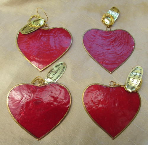 Bundle red capiz shell heart - capiz,