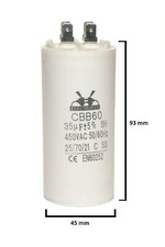 35uf Capacitor Motor START RUN 35MFD 450vac 50/60Hz Mains CBB60 Tab Terminals