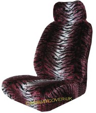 For FIAT SEICENTO RED TIGER SEAT COVERS FAUX FUR 2 COVERS FRONT PAIR