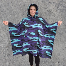 Purple Camouflage Fleece Hooded Blanket Scout Guide Camp Blanket Poncho