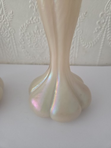 Pair antique iridescent art - pair,