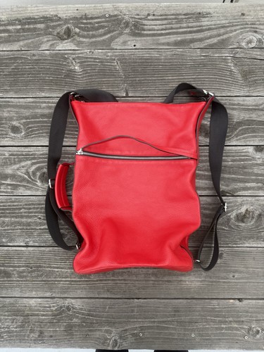 Zara man red leather backpack - man,