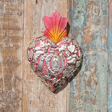 Mexican Wooden Milagros Heart