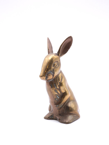 Vintage brass rabbit - rabbit, figurine