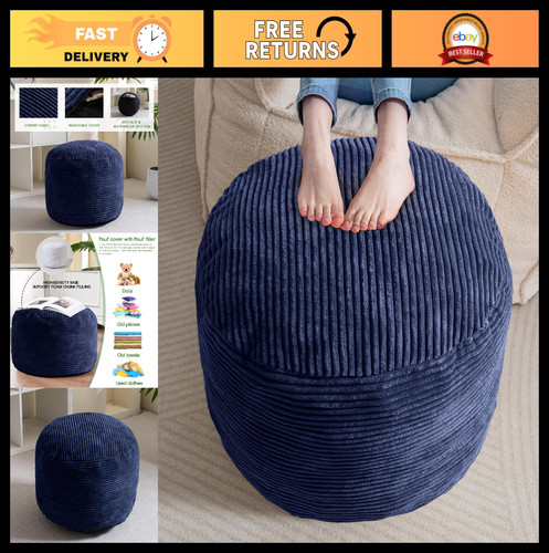 Round corduroy stuffed pouf - round,