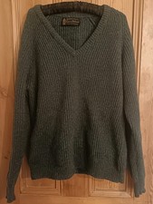 Vintage Wool Lanimer Hand Framed V Neck Knit Fisherman Jumper, Large 100% Wool