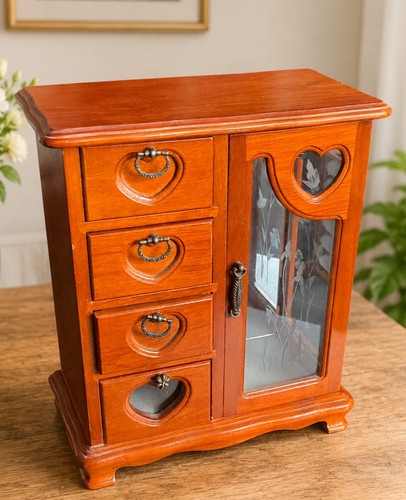 Vintage wooden jewelry armoire - vintage,