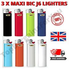 3 x MAXI BIC LIGHTER SET J6 LARGE CLASSIC SIZE DESIGN GAS CIGARETTE FLINT WHEEL