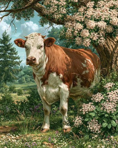 8x10 hereford cow - cow, beneath