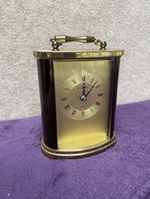 H Samuel Carriage Clock Brown & Gold Quartz Battery Operated - Tested Working