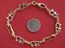 Soild 14ct yellow & white gold elephant bracelet 7.70 grams 8" long