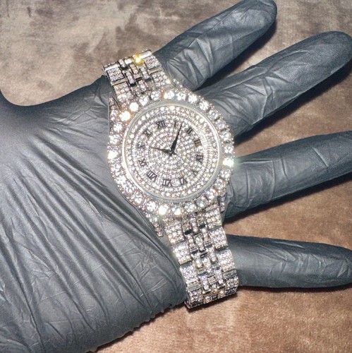 18k gold white mens - gold, iced