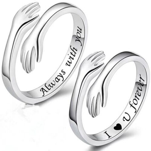 Silver love hug ring - love, band