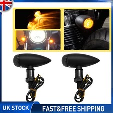 2x Black Motorcycle Turn Signal Lights Bullet Amber Indicator Light Smoke Lens