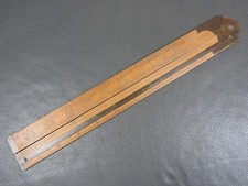 Vintage boxwood 2 fold 24" carpenters brass slide rule ruler