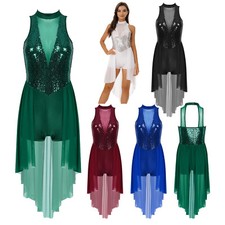 Women Dress Competition Unitard Sexy Leotard Waltz Dresses Backless Costume