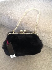 Therapy by House of Fraser black furry handbag excellent condition