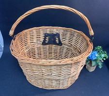 Wicker Bike Front Basket Oval Shape Quick Release With Handle Shopping Basket