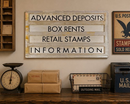 Post office counter sign metal - office,