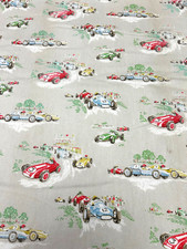 Cath Kidston VINTAGE RACING CARS Cotton Duck Fabric Remnant 26" x 36"