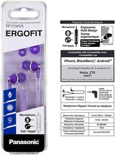 Panasonic ErgoFit Earbud Headphones  Microphone Earphones  RP-TCM125 Purple
