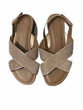 Rose Gold Womens Slip On Stones Bridesmaid Ladies Flat Bridal Party Shoe Size 6