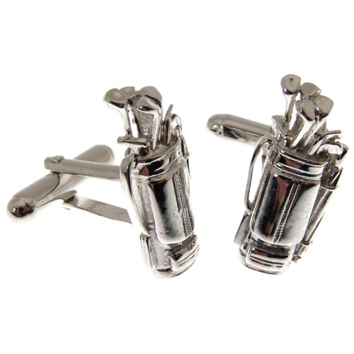 Silver golf cuff links - silver,