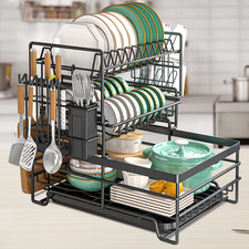Tier dish drainer rack with - 3,