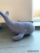 NEXT & Marie Adeline Chambray Blue Whale Door Stop Ribbed Texture Embroidered