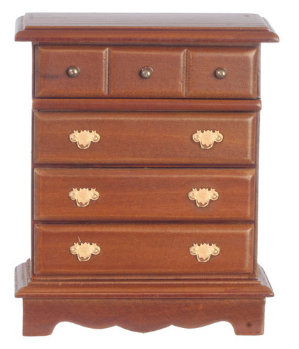 Dolls house walnut chest - house, of