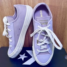 Converse All Star Leather Lilac Low Top Trainers Amethyst Grey Womens UK 4