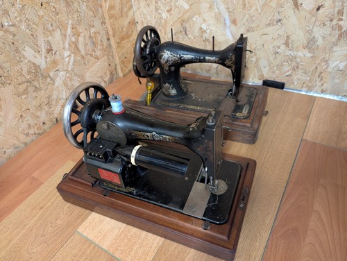 Pair antique singer - of, sewing