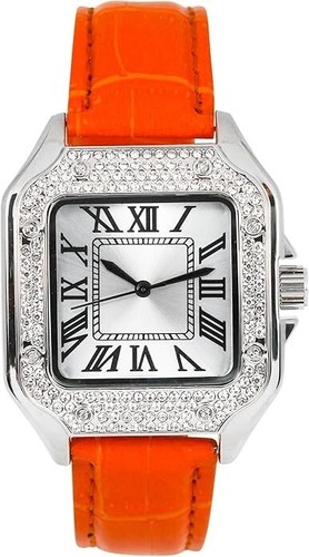 Iced out 32mm silver - silver, orange