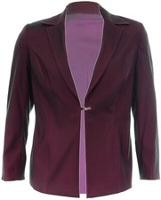 2 Tone Red Lined Blazer Front Clasp Fastening Long Sleeve Jacket Womens