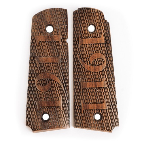 Engraved wooden colt grips - engraved,