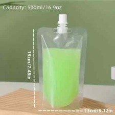 500ml Refillable Drinks Pouches Festivals Clear Travel Plastic Freezable Picnic