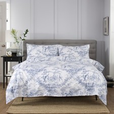 Toile De Jouy Blue Bedroom Set – Duvet Covers, Curtains & More – 100% Cotton