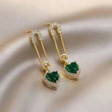 Safety Pin Earrings – Green